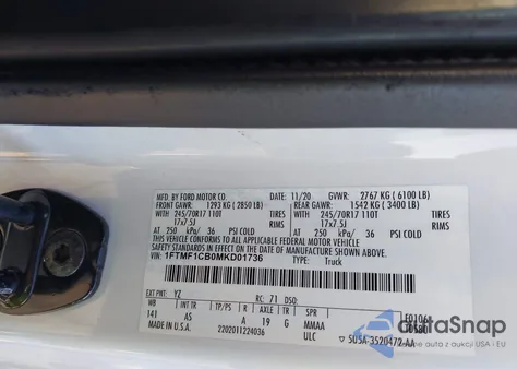 2021 Ford F-150 Xl z USA, uszkodzony, nr VIN 1FTMF1CB0MKD01736